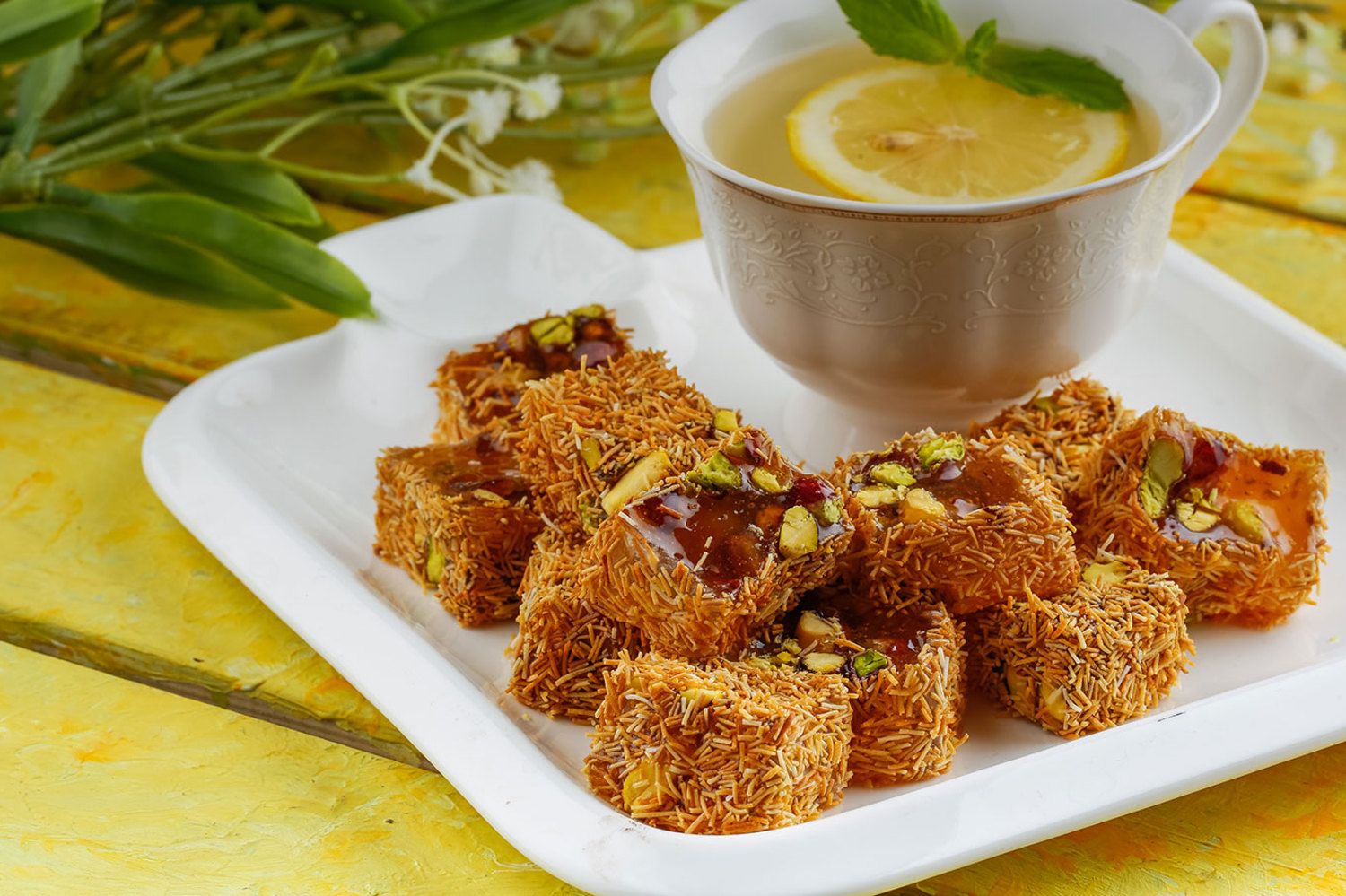 Turkish Delight with Pistachio Kadayif